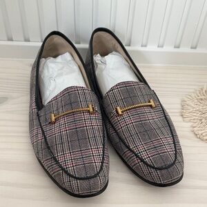 Plaid Loafers with Gold Accent